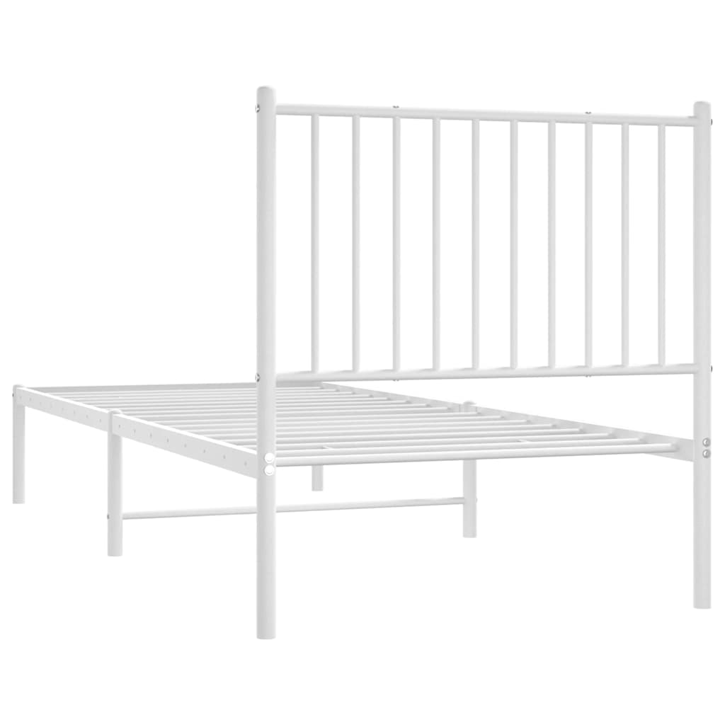 Metalni okvir za krevet s uzglavljem bijeli 80x200 cm