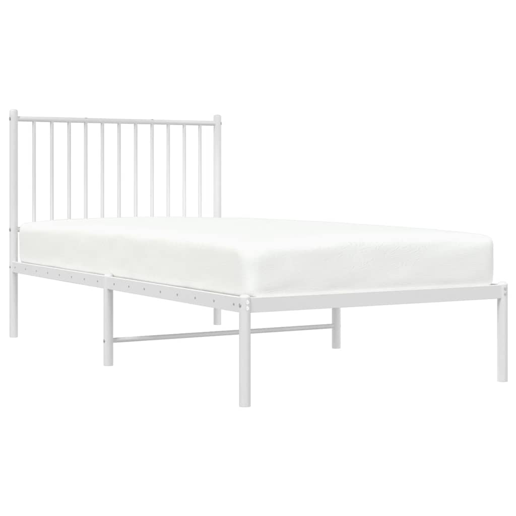 Metalni okvir za krevet s uzglavljem bijeli 90 x 190 cm