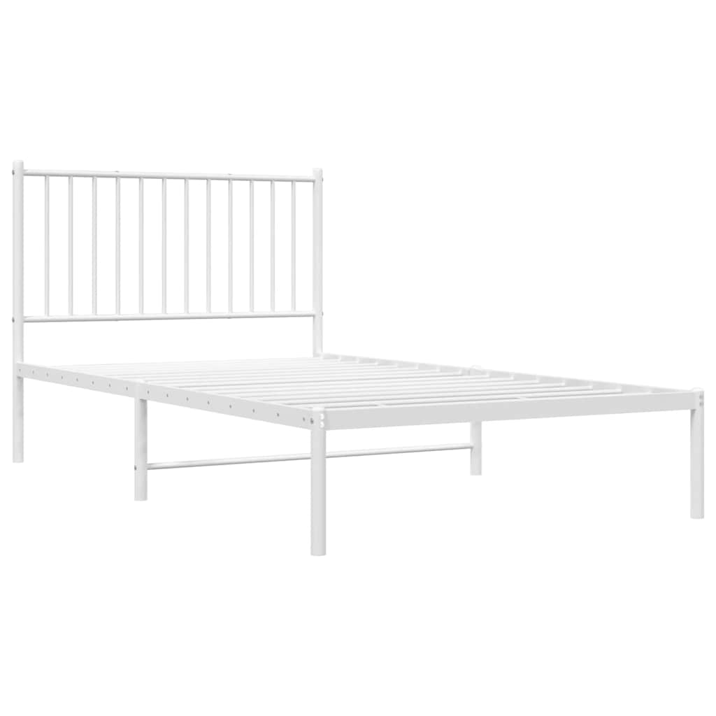 Metalni okvir za krevet s uzglavljem bijeli 100x190 cm