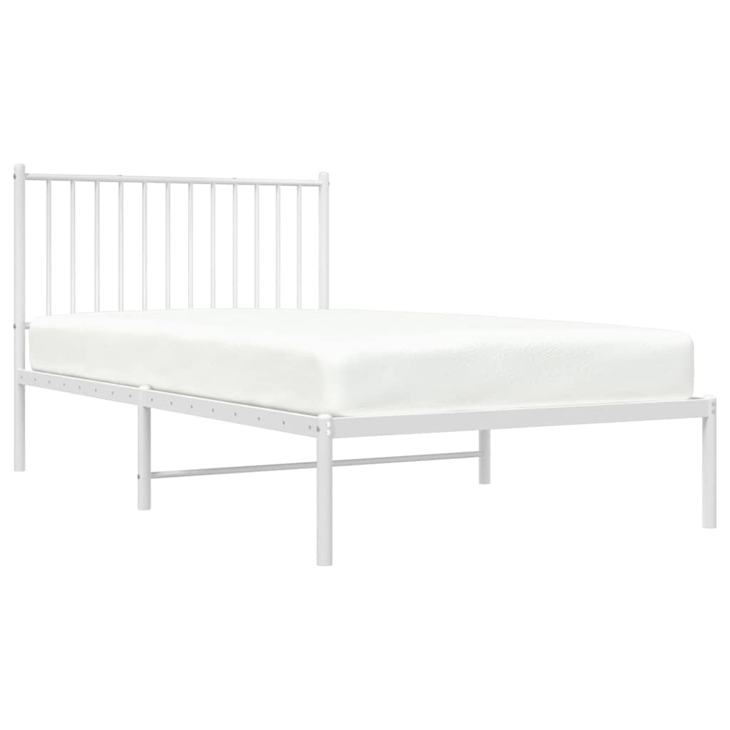 Metalni okvir za krevet s uzglavljem bijeli 100x190 cm
