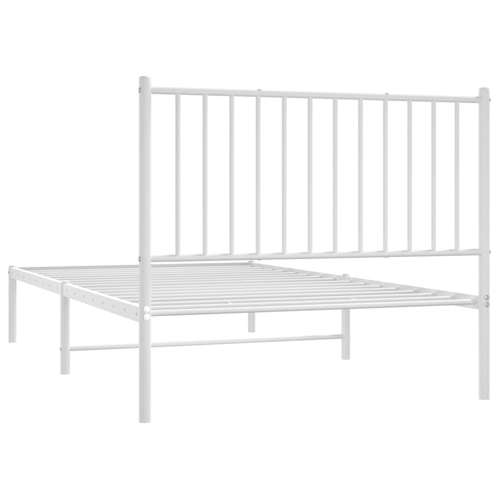 Metalni okvir za krevet s uzglavljem bijeli 100x190 cm