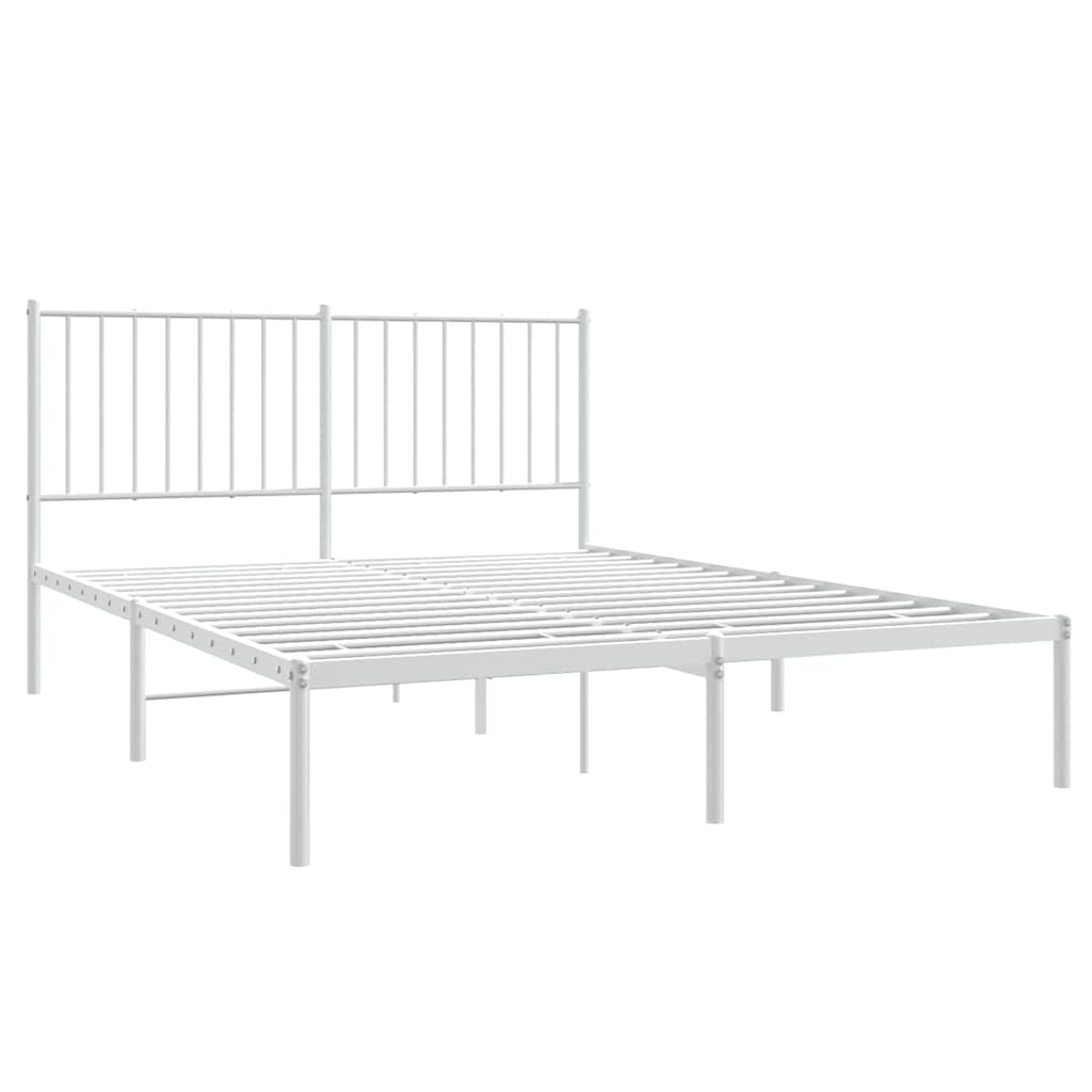 Metalni okvir za krevet s uzglavljem bijeli 140 x 200 cm