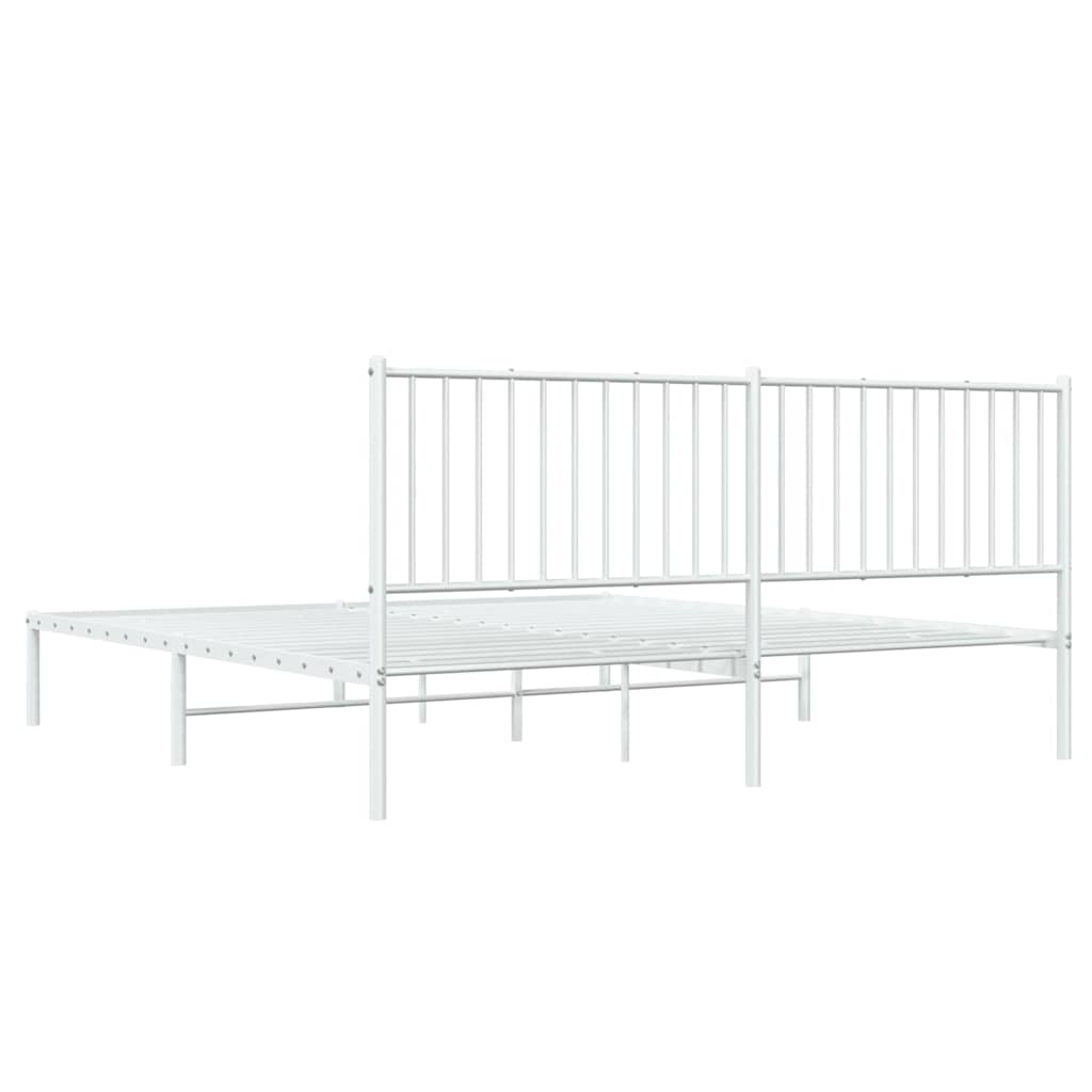 Metalni okvir za krevet s uzglavljem bijeli 183x213 cm