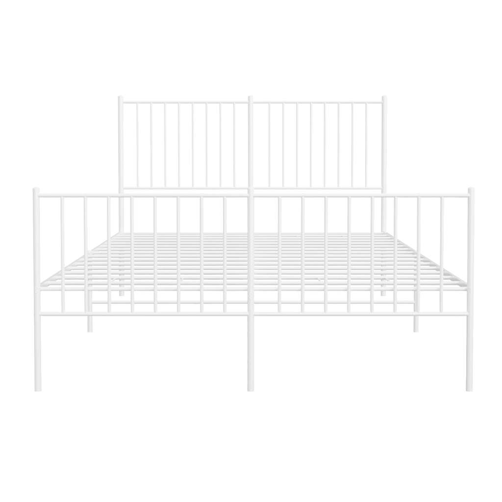 Metalni okvir kreveta uzglavlje i podnožje bijeli 135 x 190 cm
