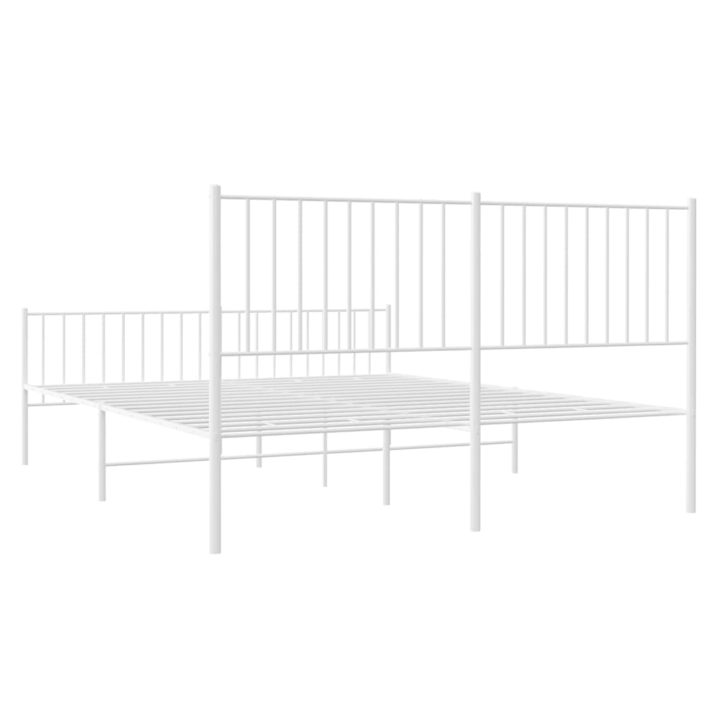 Metalni okvir kreveta uzglavlje i podnožje bijeli 160x200 cm