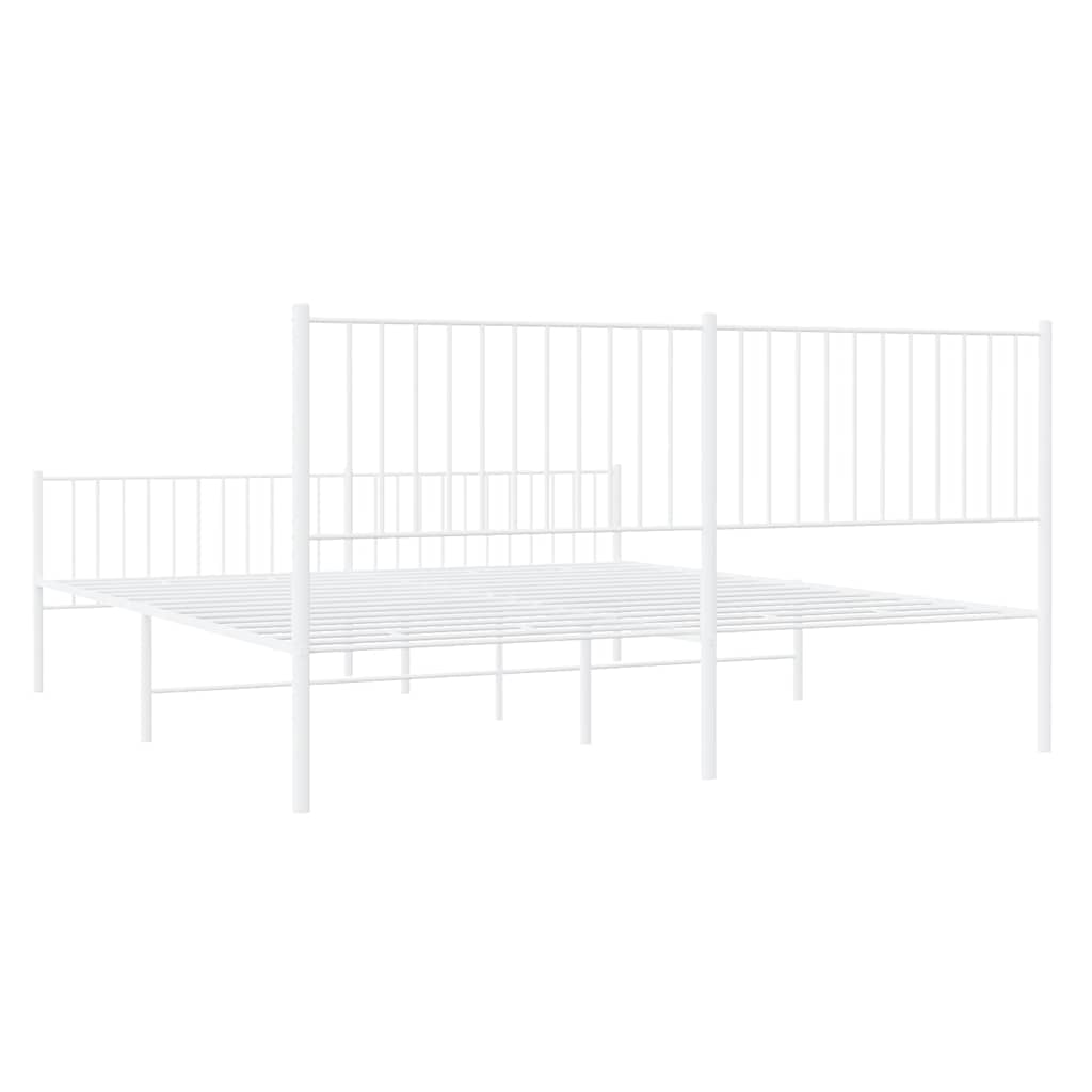 Metalni okvir kreveta uzglavlje i podnožje bijeli 183x213 cm