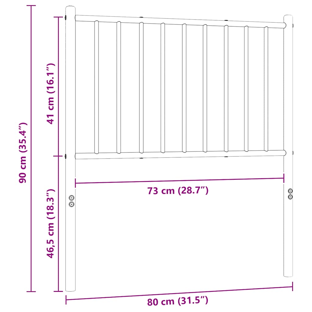 Metalno zamjensko uzglavlje bijelo 75 cm