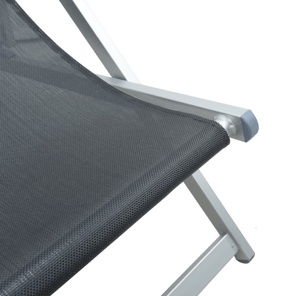 Sklopive stolice za plažu 2 kom sive od aluminija i tekstilena