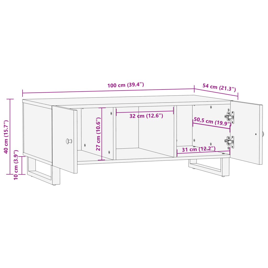 Stolić za kavu 100x54x40 cm od obnovljenog i konstruiranog drva