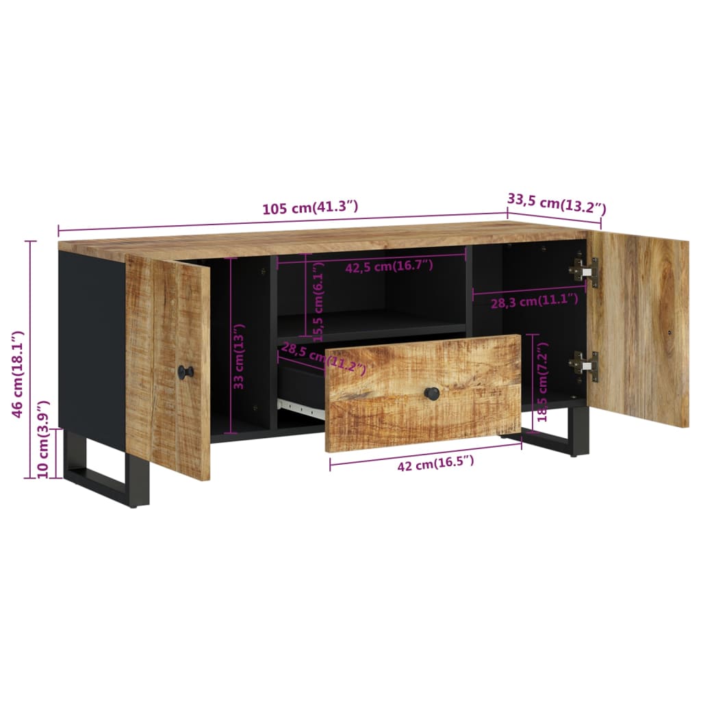 TV ormarić 105 x 33,5 x 46 drvo manga i konstruirano drvo