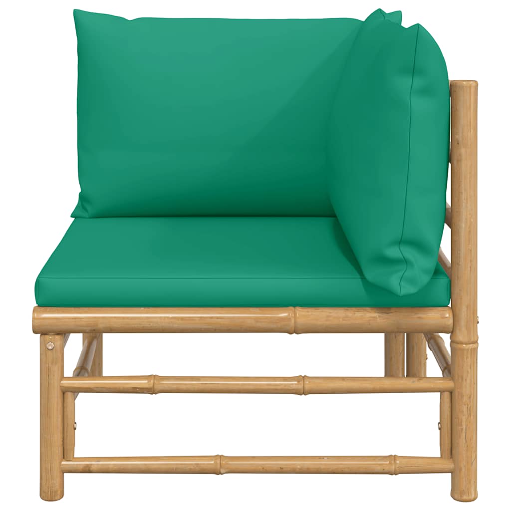 Kutna vrtna sofa od bambusa sa zelenim jastucima