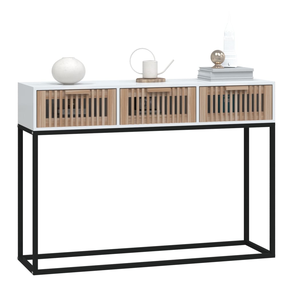 Konzolni stol bijeli 105x30x75 cm konstruirano drvo i željezo