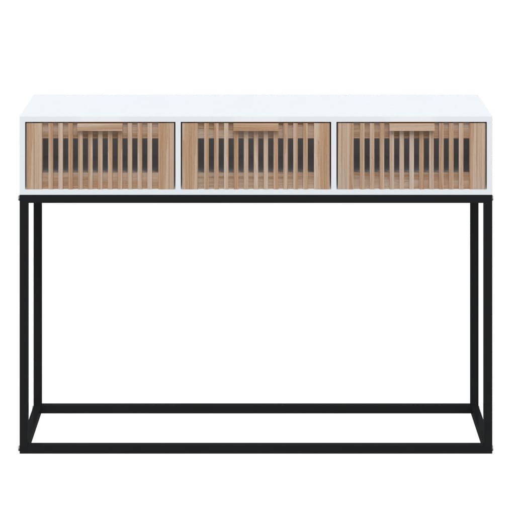 Konzolni stol bijeli 105x30x75 cm konstruirano drvo i željezo
