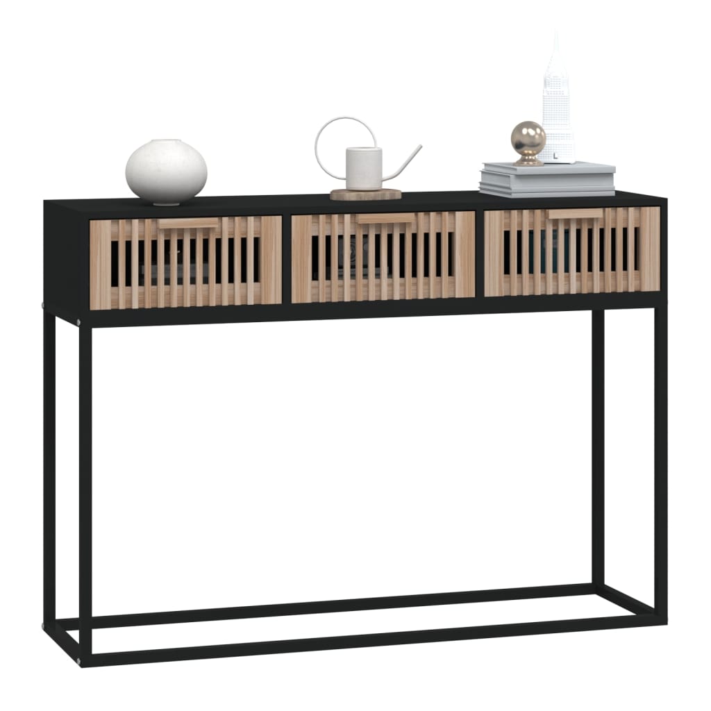 Konzolni stol crni 105x30x75 cm od konstruiranog drva i željeza