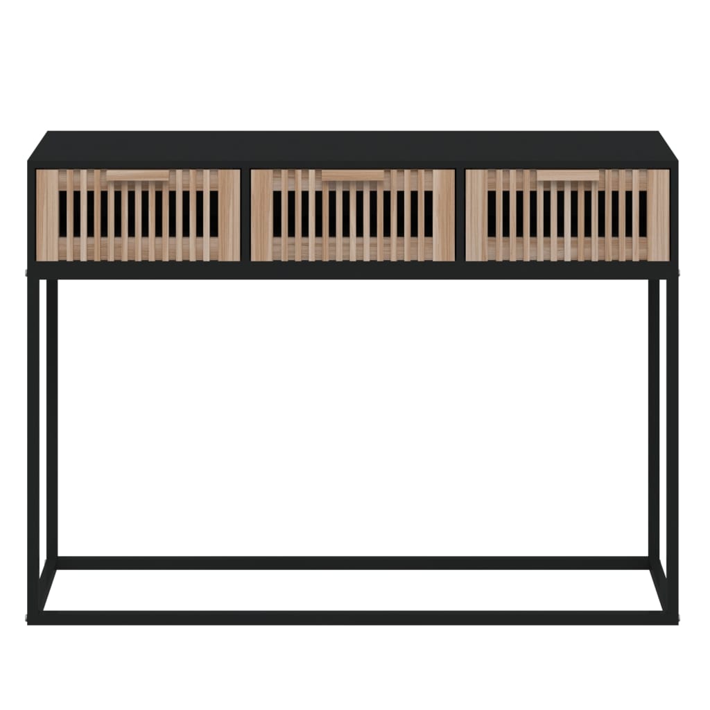 Konzolni stol crni 105x30x75 cm od konstruiranog drva i željeza