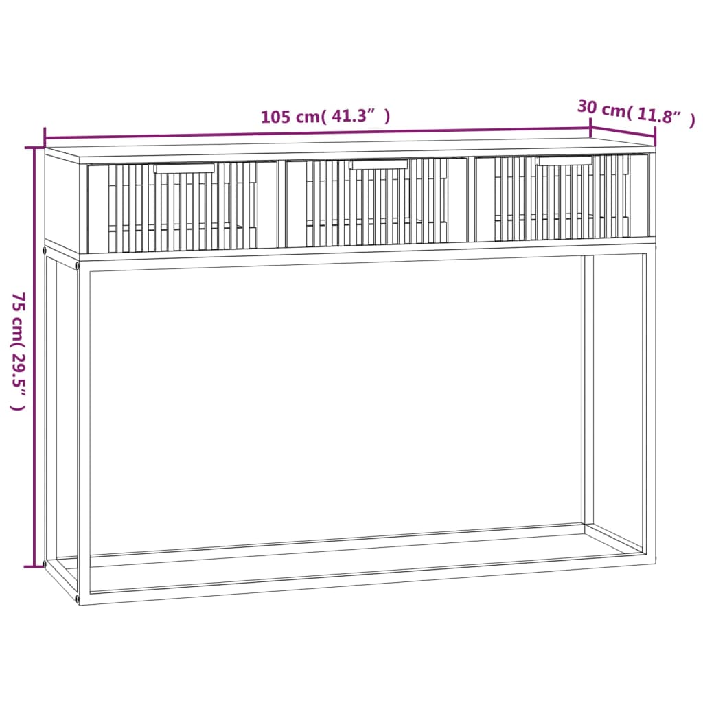 Konzolni stol crni 105x30x75 cm od konstruiranog drva i željeza