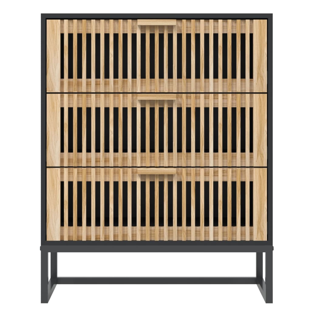 Komoda crna 60 x 30 x 75 cm od konstruiranog drva
