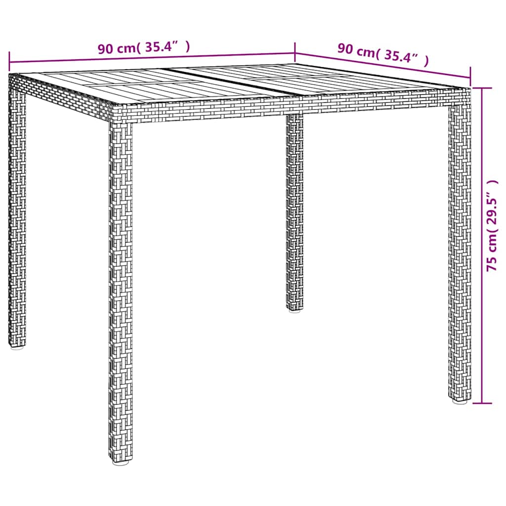 Stol za vrt Crna 90 x 90 x 75 cm poliratan