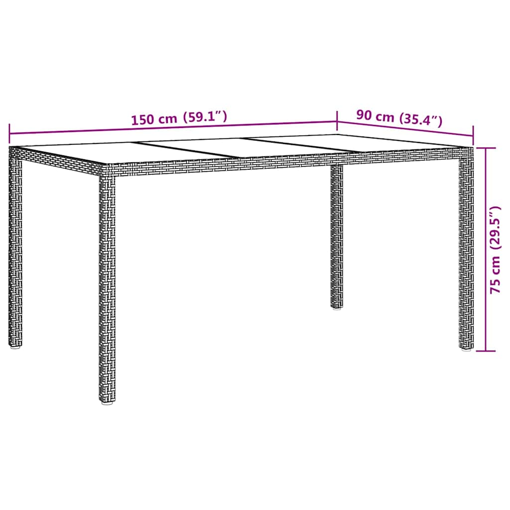 Stol za vrt Bijelo 150 x 90 x 75 cm poliratan