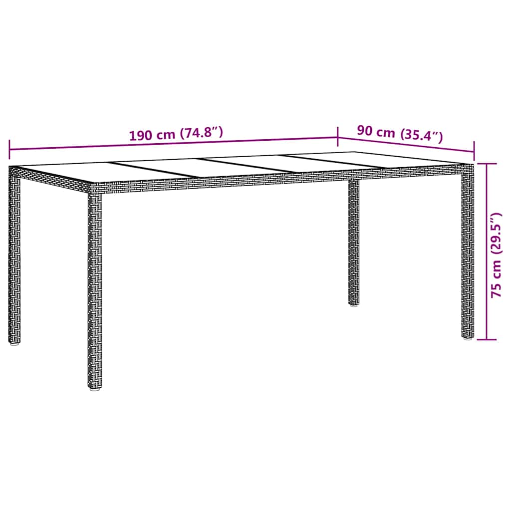 Stol za vrt Siva 190 x 90 x 75 cm poliratan