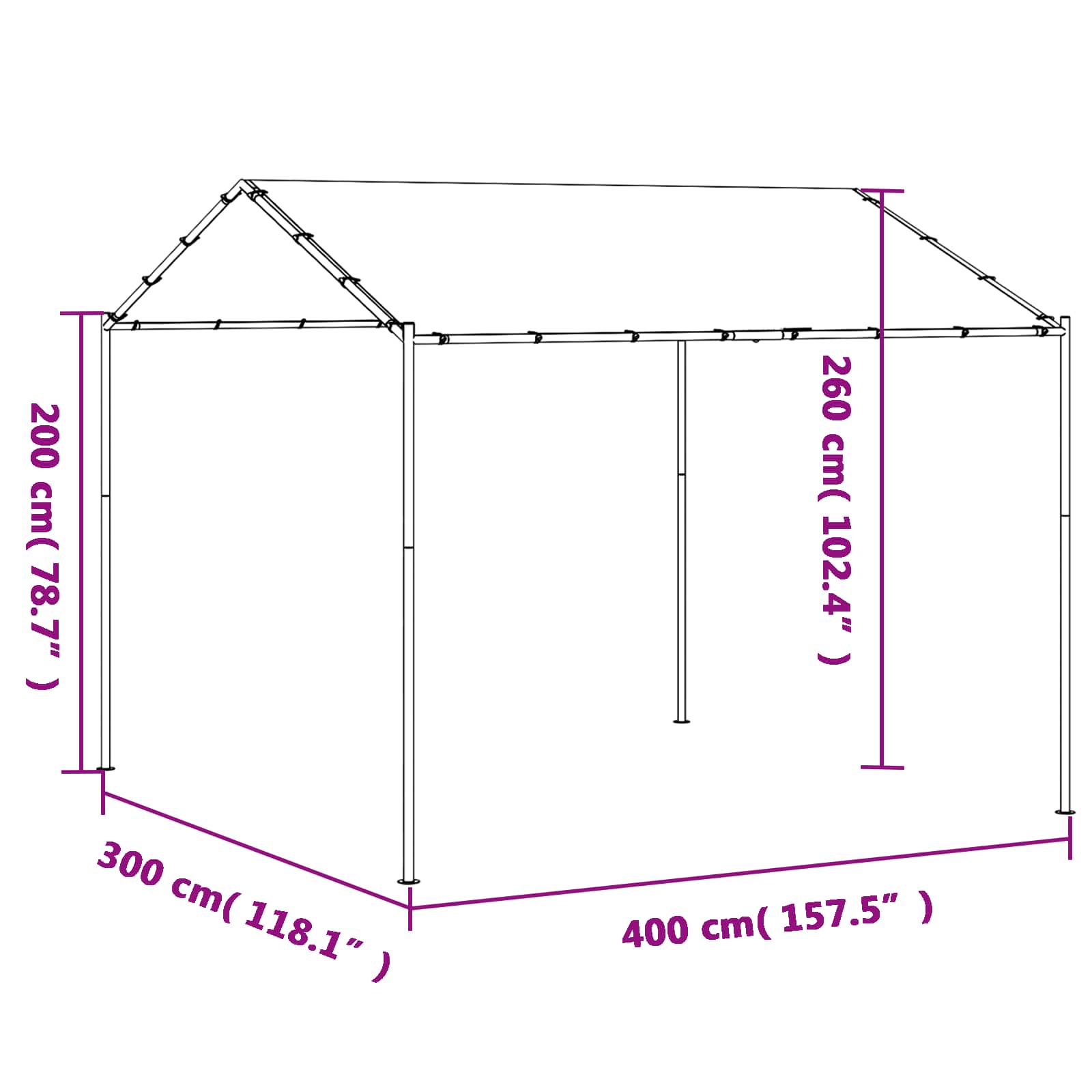 Gazebo Bijeli 4 x 4 x 2,6 m Čelik i poliester