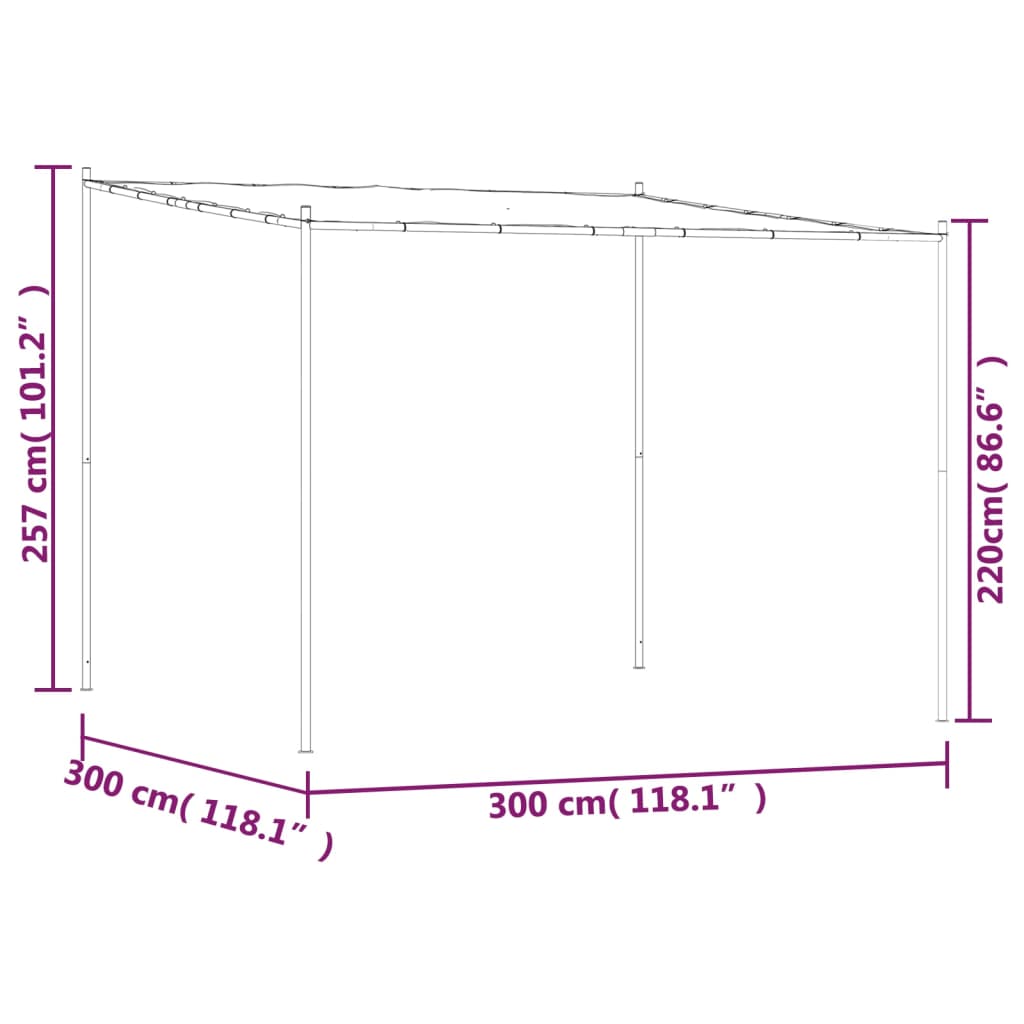 Sjenica bijela 3 x 3 m 180 g/m² od tkanine i čelika