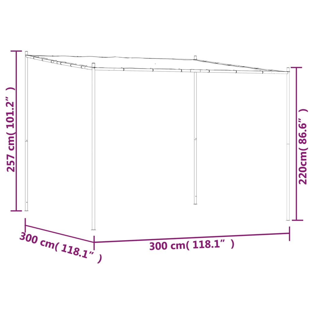 Sjenica bež 3 x 3 m 180 g/m² od tkanine i čelika