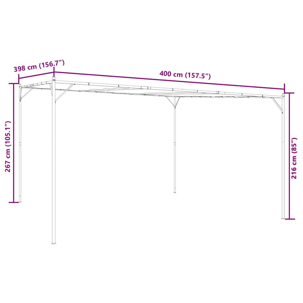 Sjenica bijela 4 x 4 m 180 g/m² od tkanine i čelika