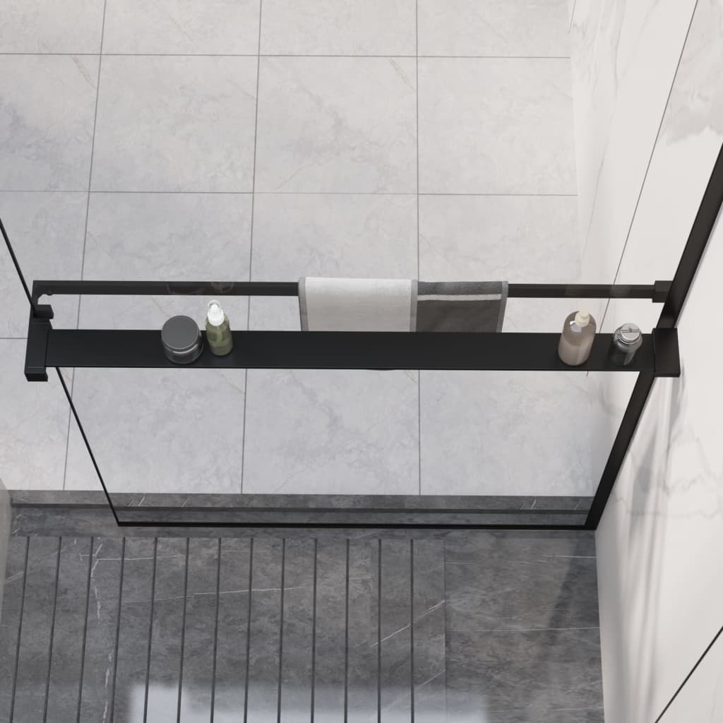 Polica za stijenku tuš-kabine crna 90 cm aluminijska