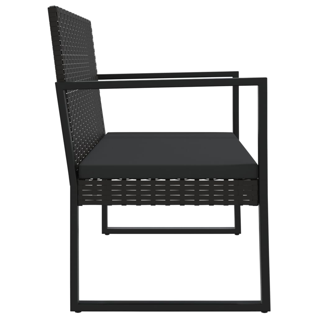 Vrtna klupa s jastucima crna 106 cm od poliratana