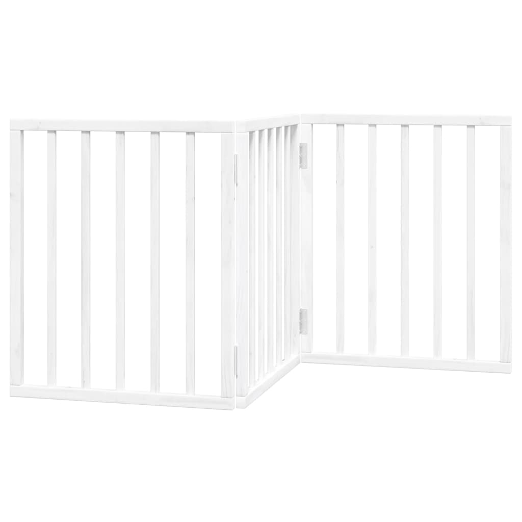 Vrata za pse s 3 panela sklopiva bijela 150 cm od drva topole