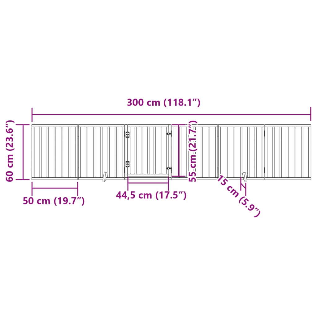 Vrata za pse s vratašcima 6 panela sklopiva 300 cm drvo topole