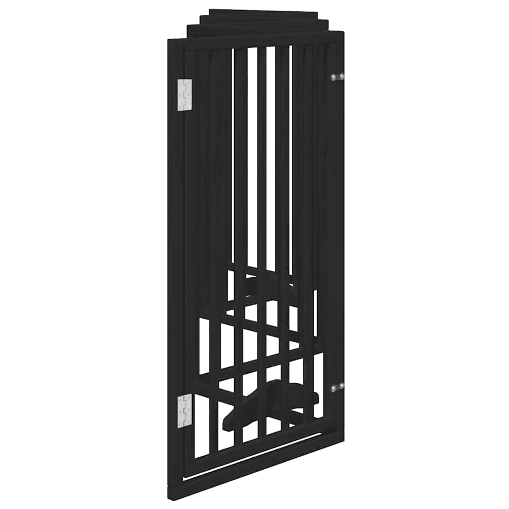 Vrata za pse s vratašcima 6 panela sklopiva 300 cm drvo topole Crna 50 x 90 x 2 cm