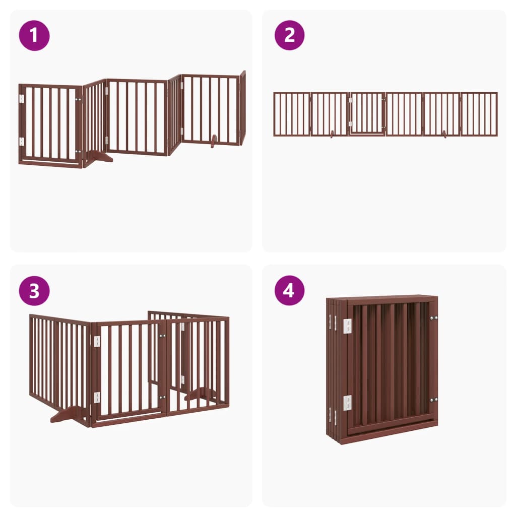 Vrata za pse s vratašcima 6 panela sklopiva 300 cm drvo topole