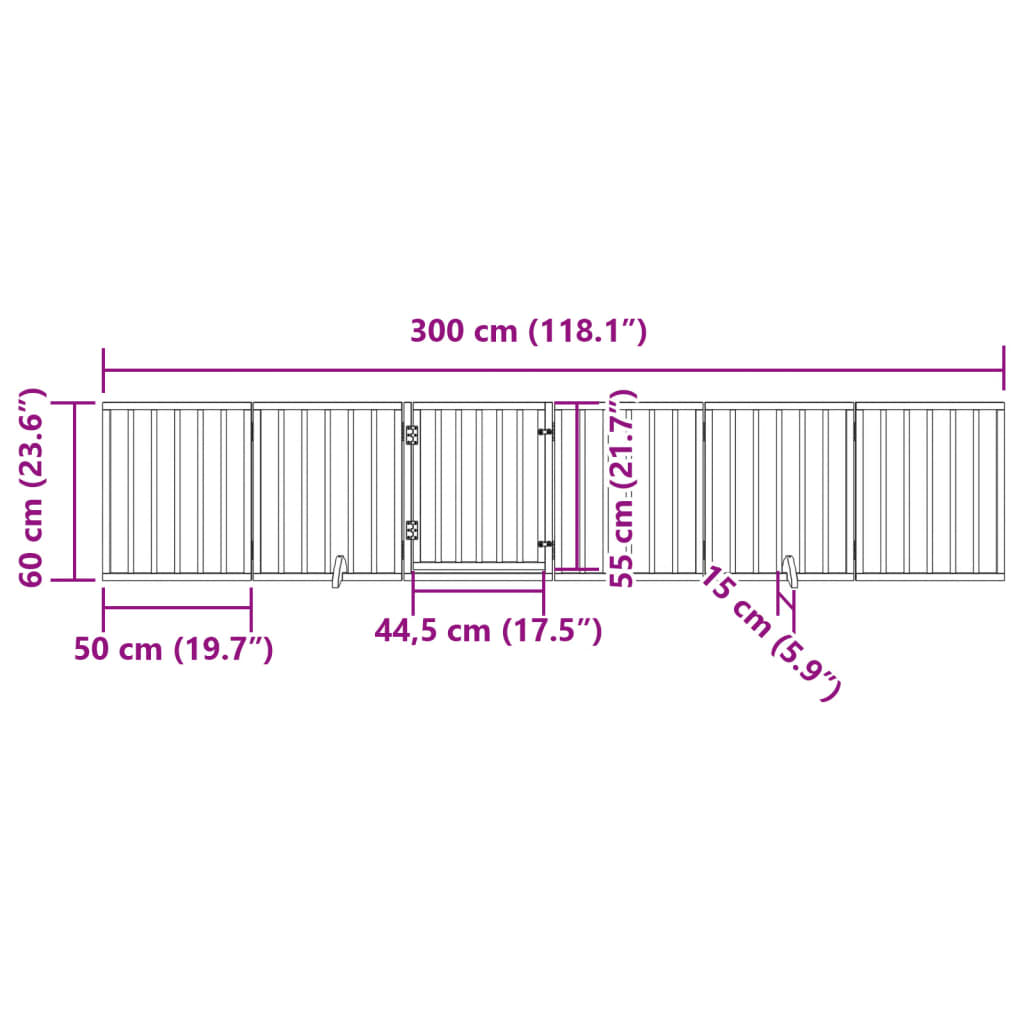 Vrata za pse s vratašcima 6 panela sklopiva 300 cm drvo topole