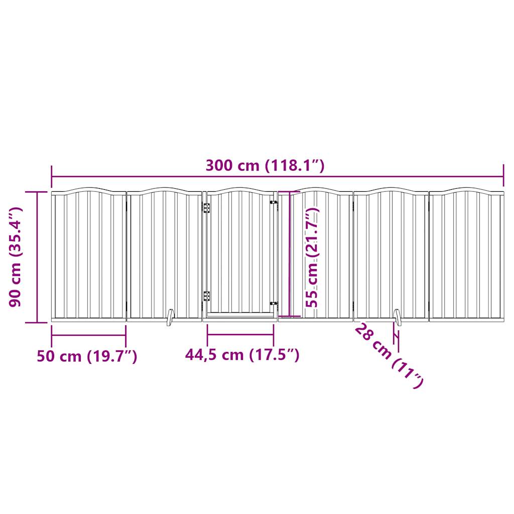 Vrata za pse s vratima sklopiva 6 panela 300 cm drvo topole