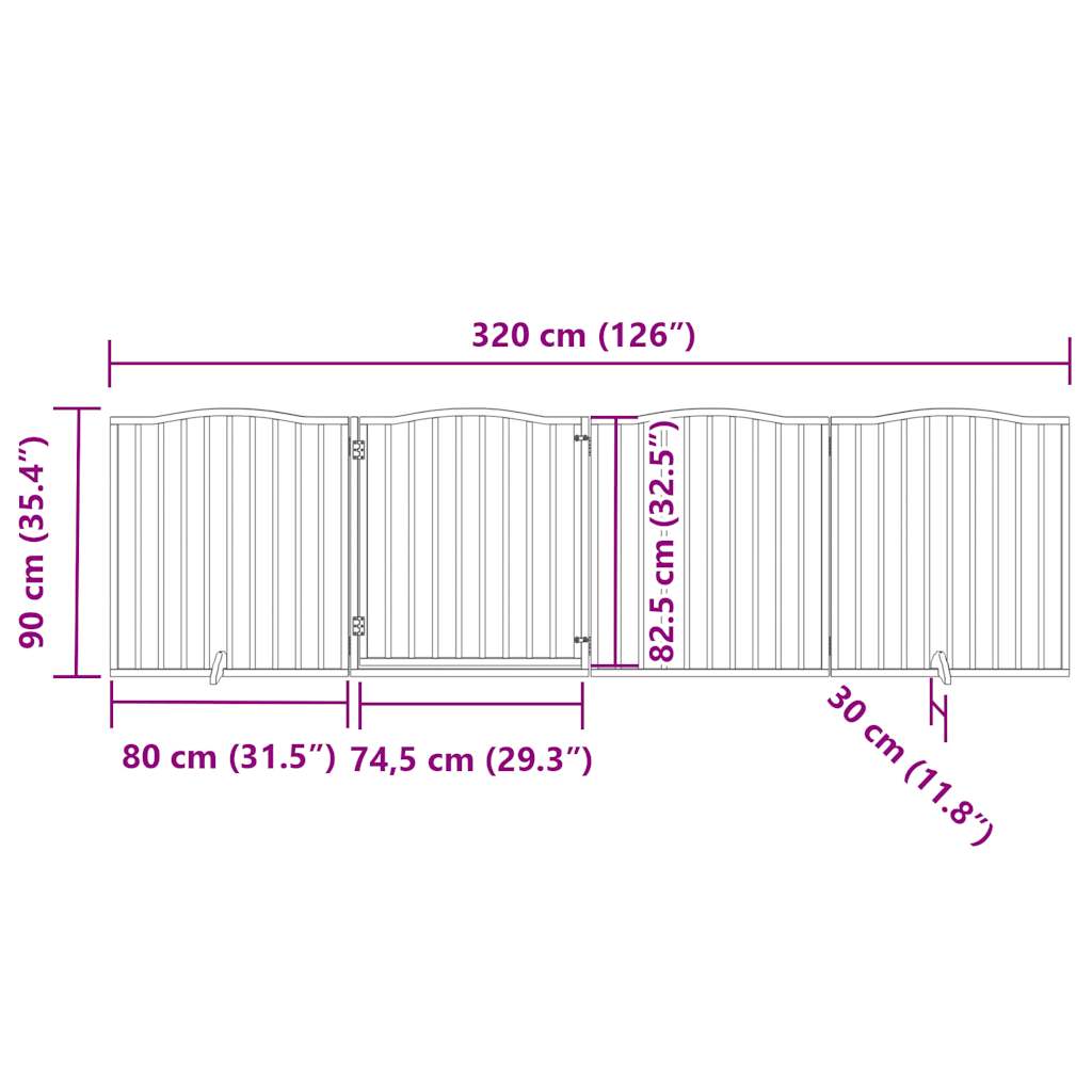 Vrata za pse s vratašcima 4 panela sklopiva 320 cm drvo topole