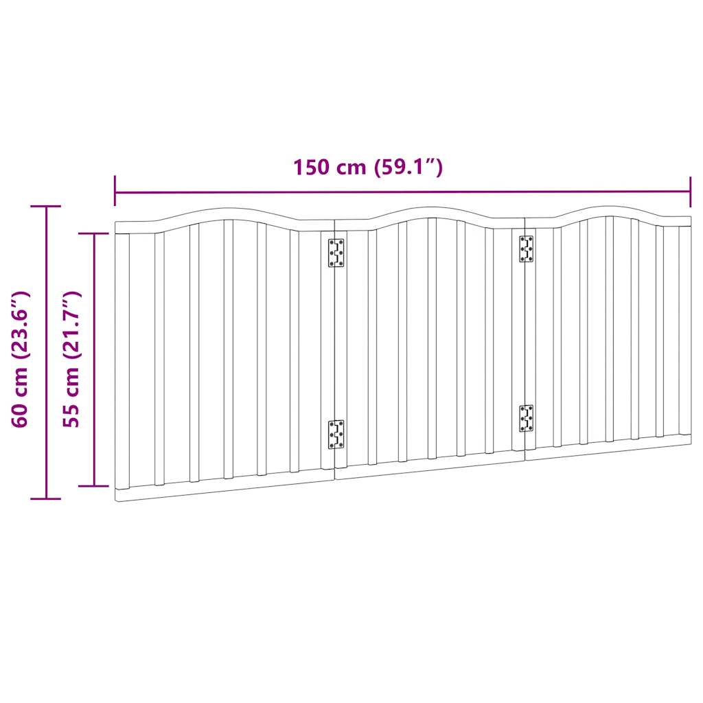 Vrata za pse s 3 panela sklopiva bijela 150 cm od drva topole