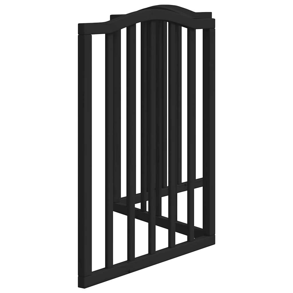 Vrata za pse s 3 panela sklopiva crna 150 cm od drva topole