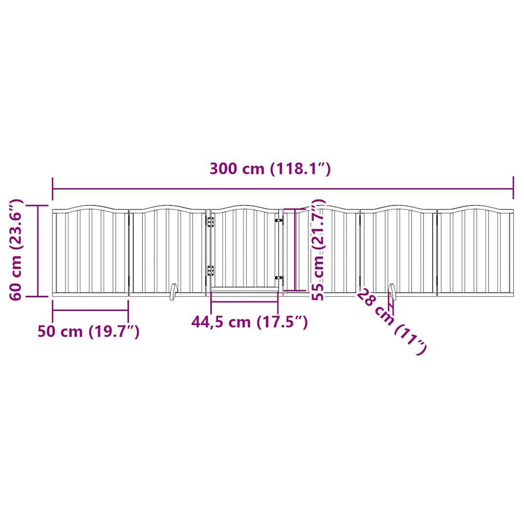 Vrata za pse s vratašcima 6 panela sklopiva 300 cm drvo topole