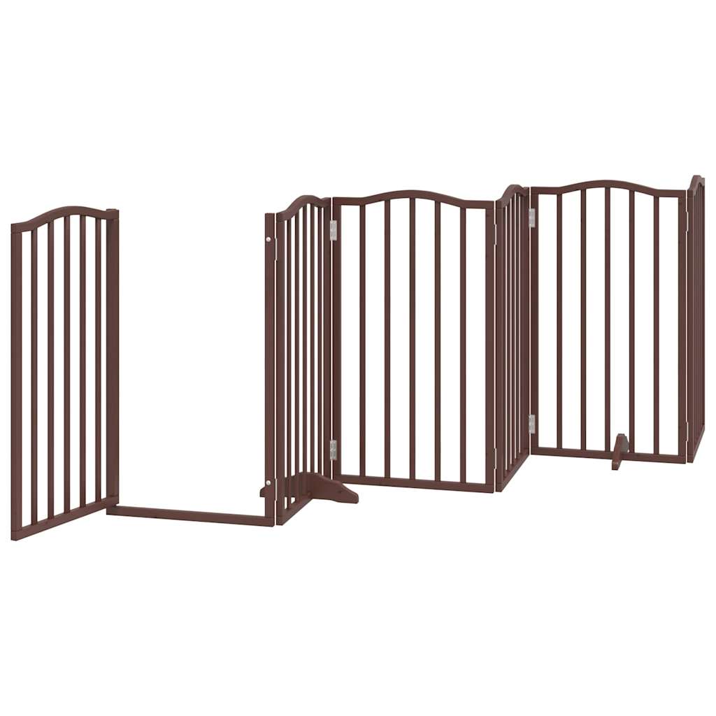 Vrata za pse s vratašcima 6 panela sklopiva 300 cm drvo topole Smeđa 50 x 90 x 2 cm