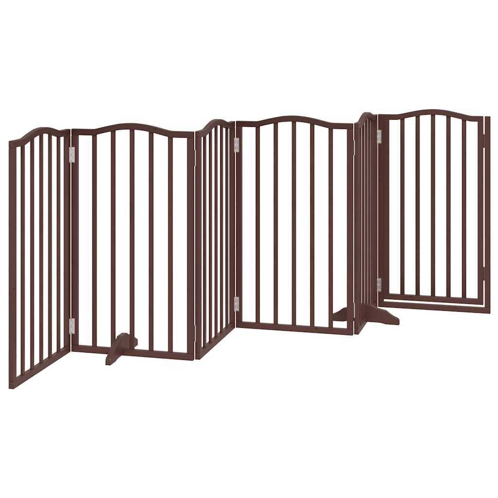 Vrata za pse s vratašcima 6 panela sklopiva 300 cm drvo topole Smeđa 50 x 90 x 2 cm