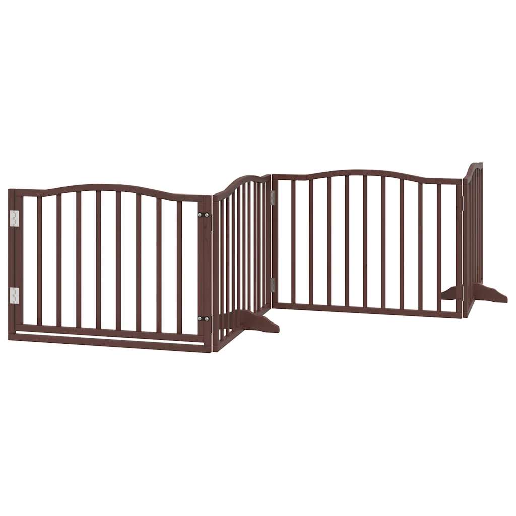 Vrata za pse s vratašcima 4 panela sklopiva 320 cm drvo topole Smeđa 80 x 60 x 2 cm