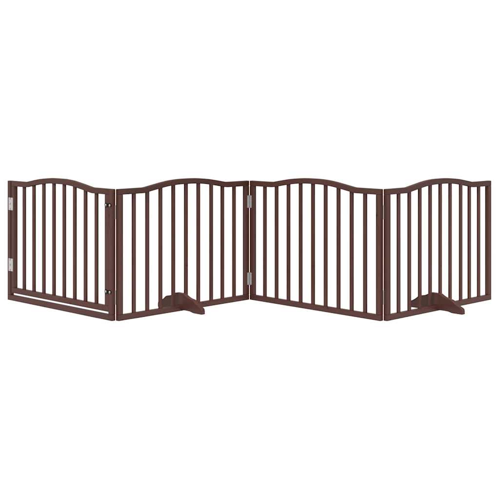 Vrata za pse s vratašcima 4 panela sklopiva 320 cm drvo topole Smeđa 80 x 60 x 2 cm