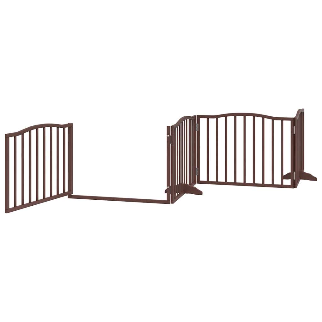 Vrata za pse s vratašcima 4 panela sklopiva 320 cm drvo topole Smeđa 80 x 60 x 2 cm