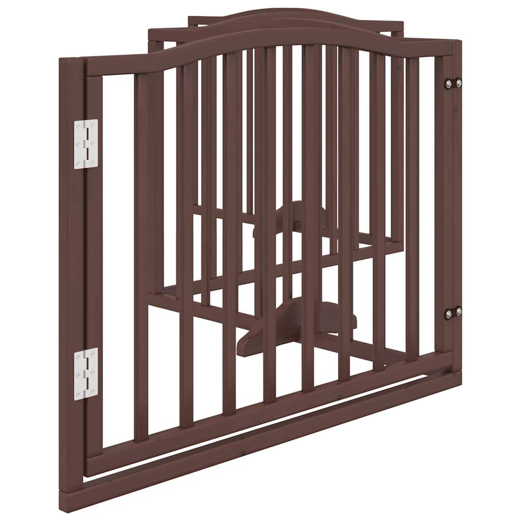 Vrata za pse s vratašcima 4 panela sklopiva 320 cm drvo topole Smeđa 80 x 60 x 2 cm
