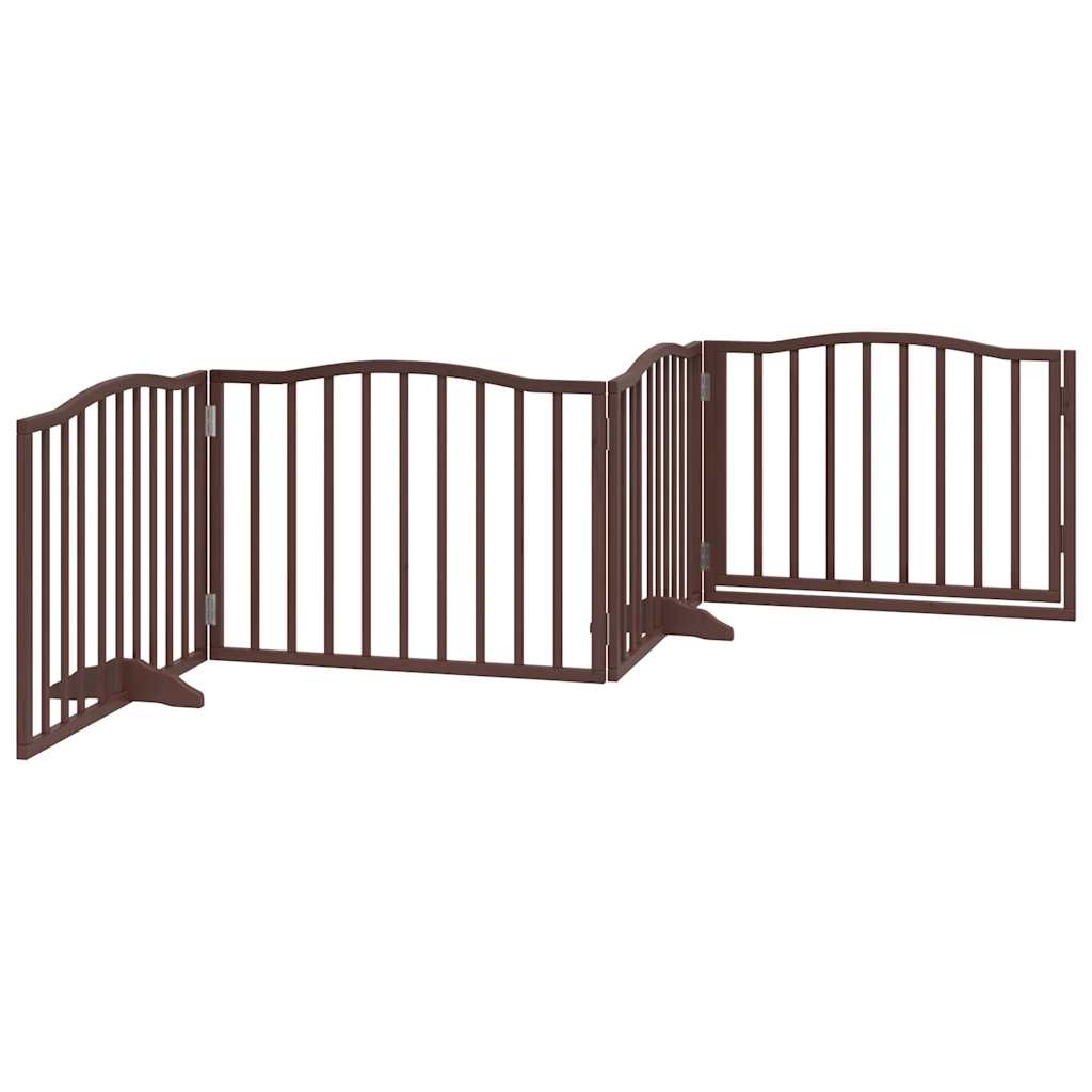 Vrata za pse s vratašcima 4 panela sklopiva 320 cm drvo topole Smeđa 80 x 60 x 2 cm