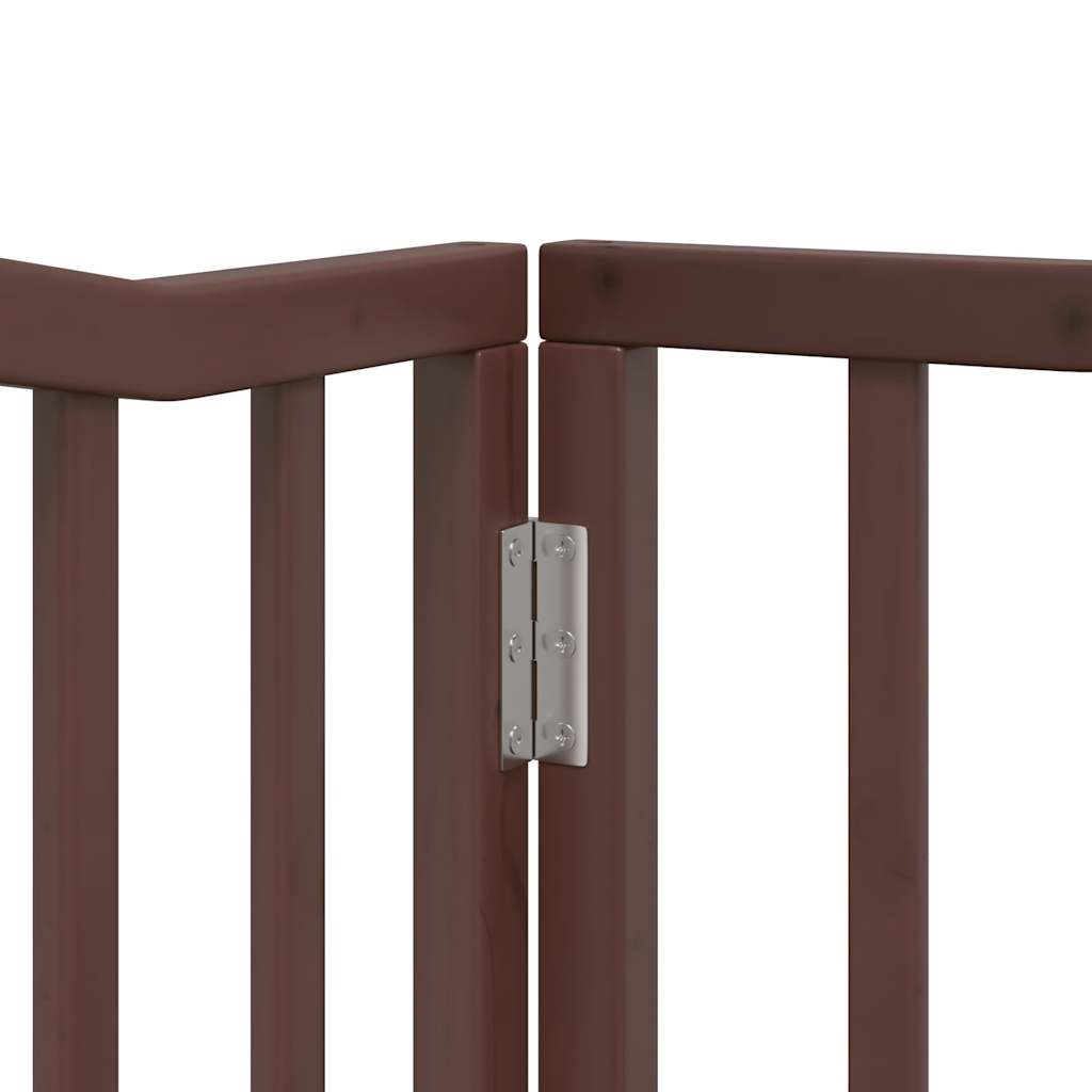 Vrata za pse s vratašcima 4 panela sklopiva 320 cm drvo topole Smeđa 80 x 60 x 2 cm