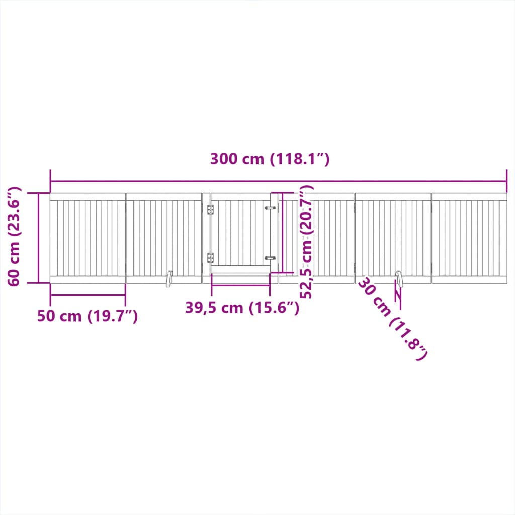 Vrata za pse s vratima sklopiva 6 panela 300 cm drvo topole