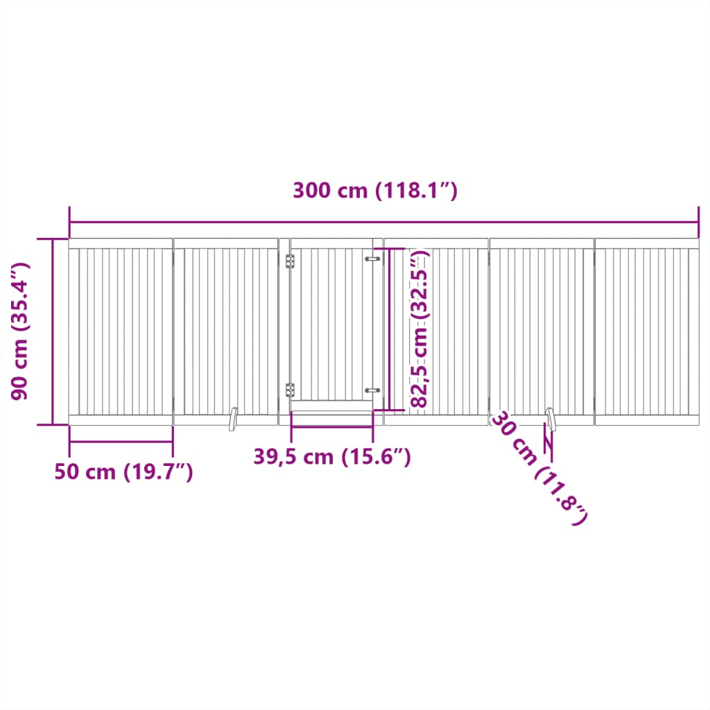 Vrata za pse s vratima sklopiva 6 panela 300 cm drvo topole